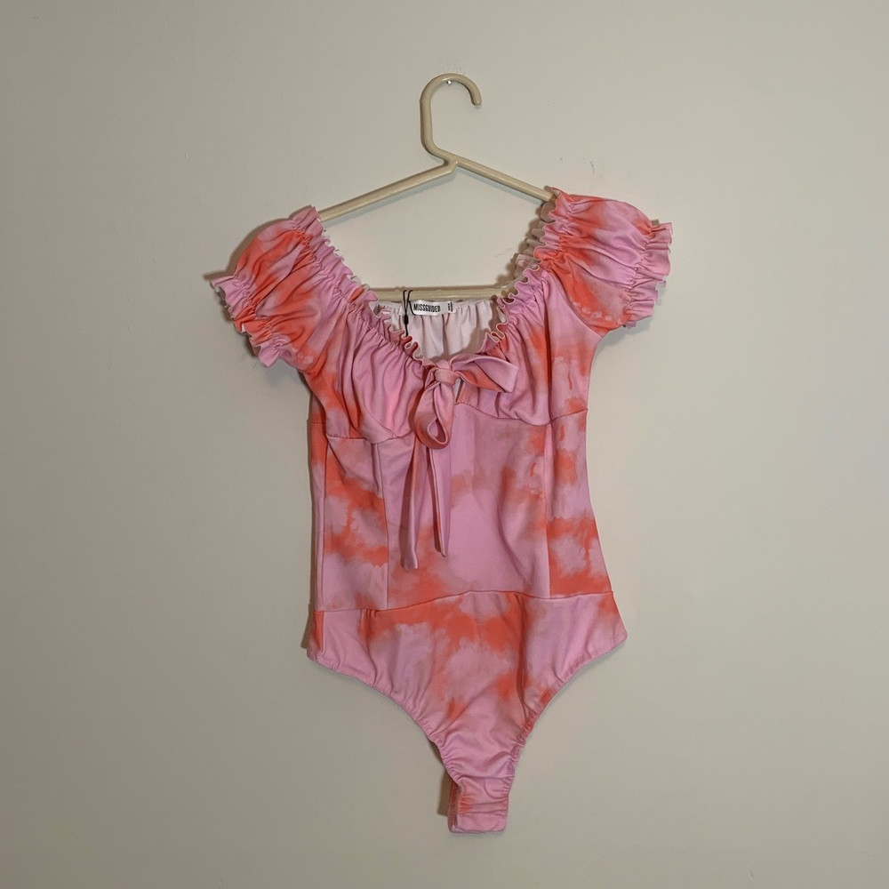 Missguided Tie-Dye Milkmaid Bodysuit